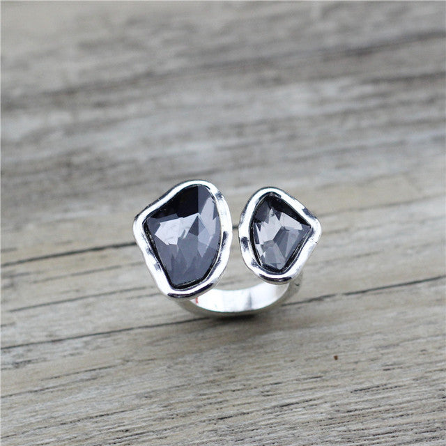 Double Crystal Silver Ring