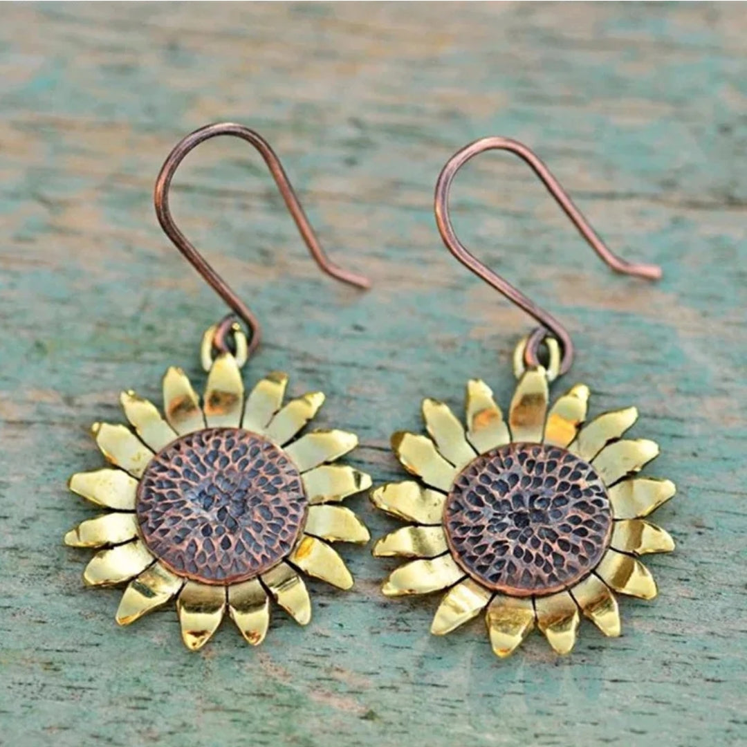 Vintage Golden Sunflower Earrings