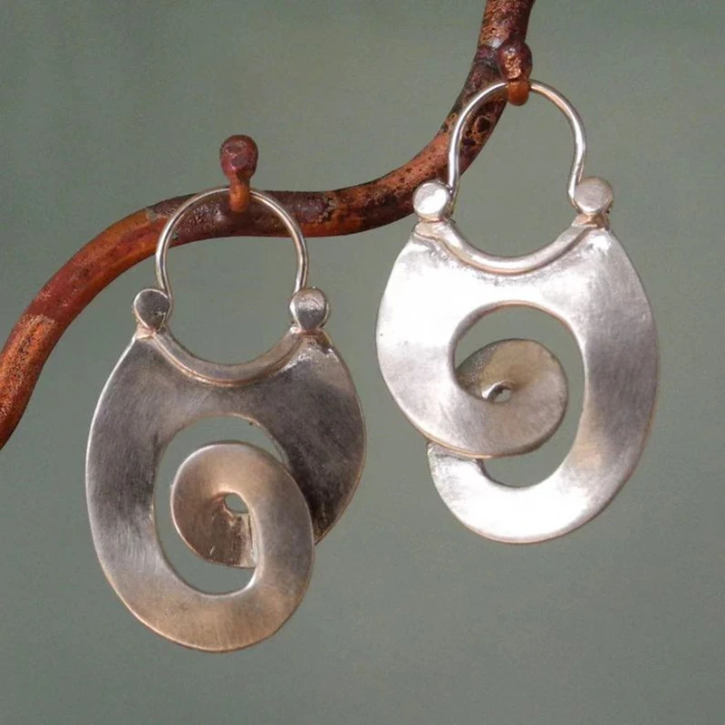 Vintage Irregular Form Silver Earrings