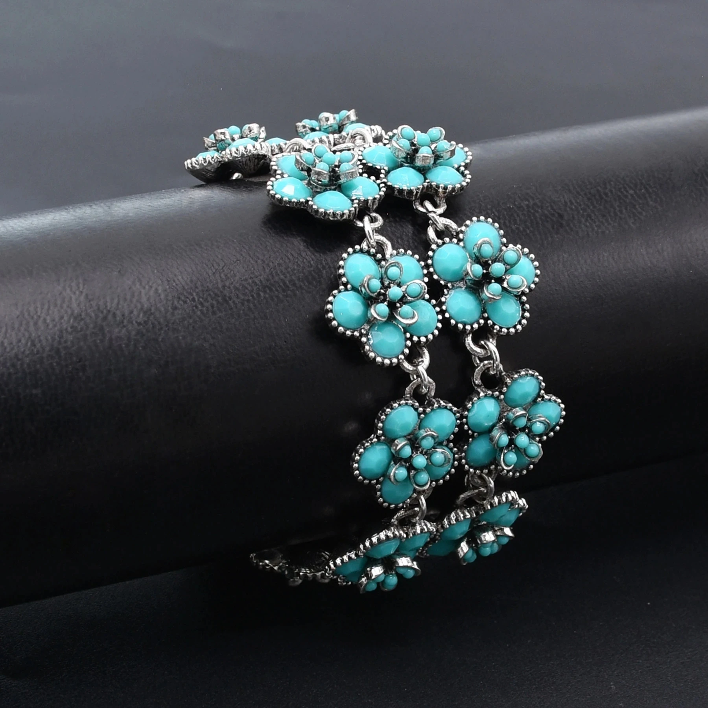 Vintage Turquoise Flower Bracelet