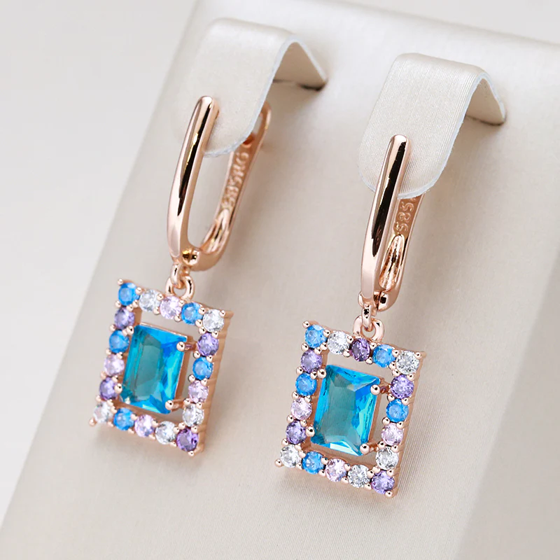 Elegant Colorful Cubic Earrings in Gold