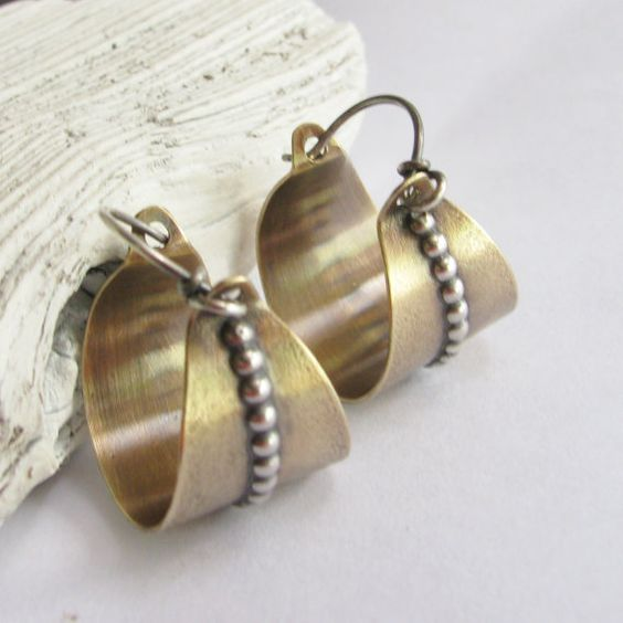 Vintage Gold & Silver Basket Earrings